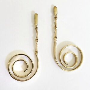Unique brass swirl earrings